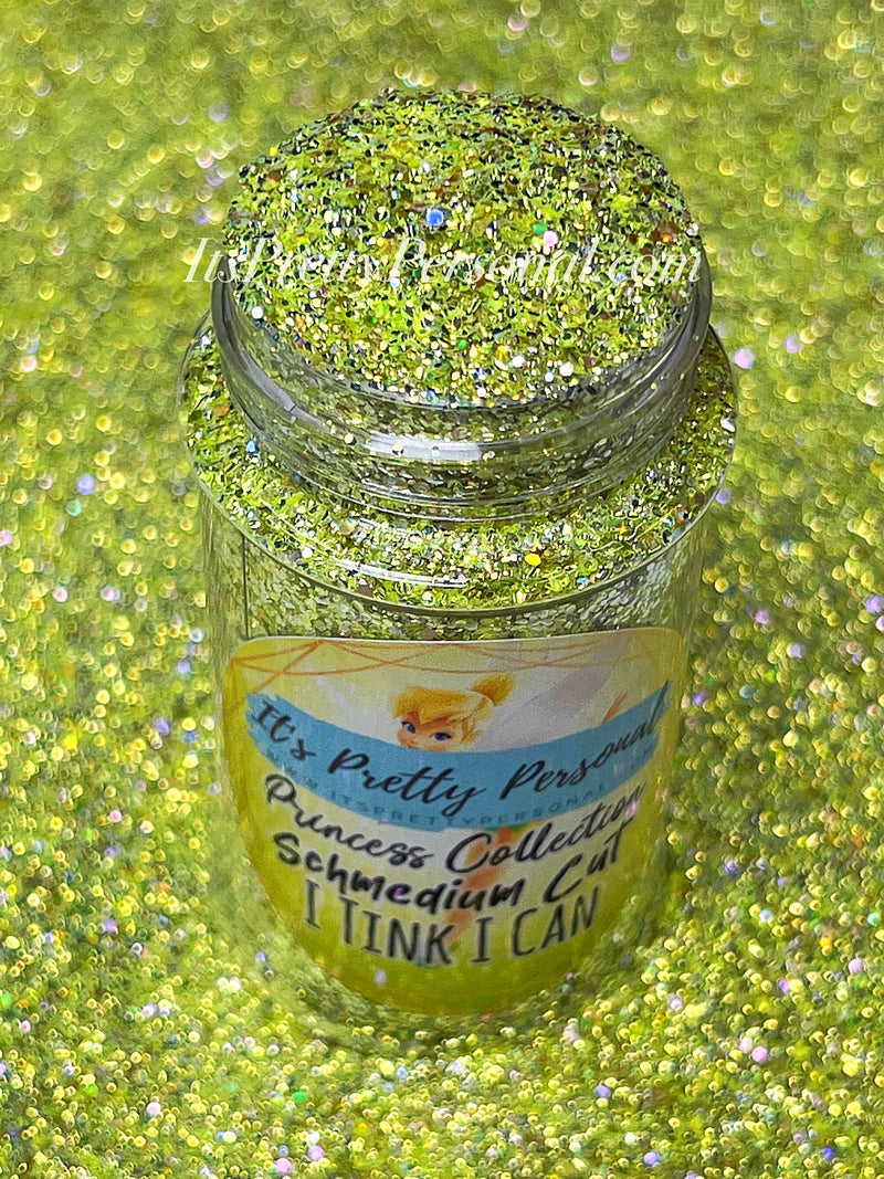 "SCHmedium Cut I Tink I Can"- Princess Glitter Collection Light Green