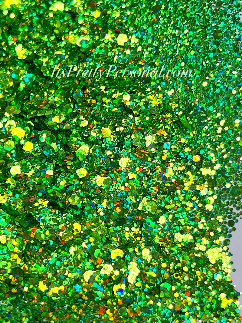 "Party Green Queen XL" -PARTY HOLOGRAPHIC- Green Holographic Glitter
