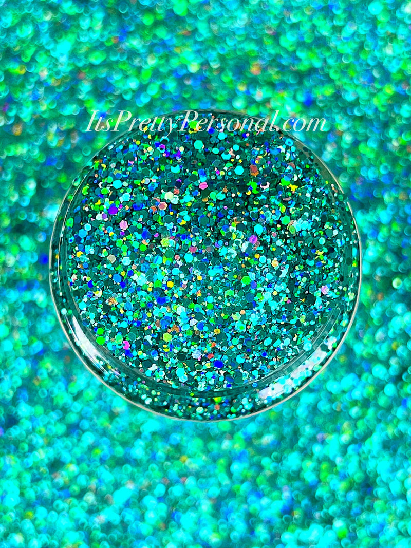SCHMedium Cut- "Under The Sea" - Teal Blue Holographic Glitter
