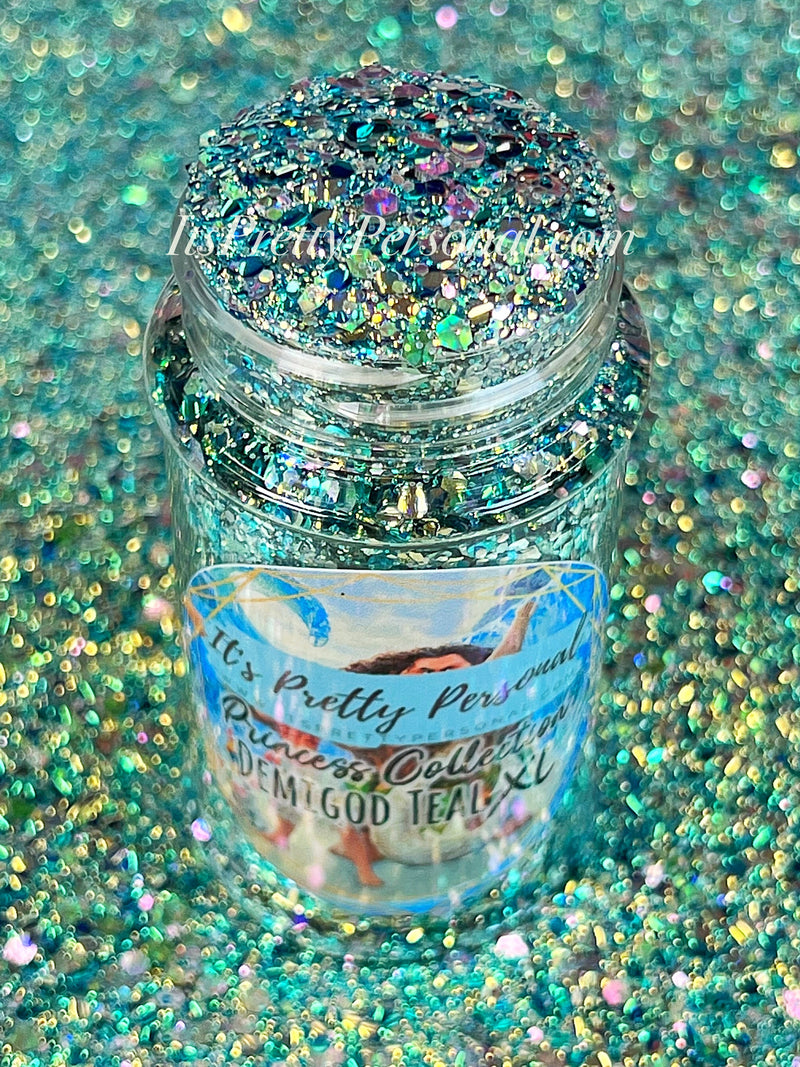 "Demigod Teal XL"- Princess Glitter Collection Teal