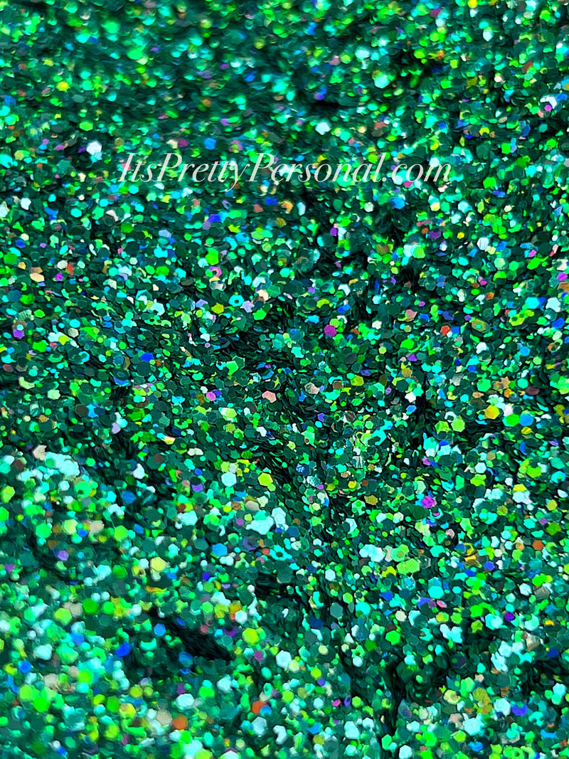 SCHMedium Cut- "Mystic Pine" - Dark Green Holographic Glitter