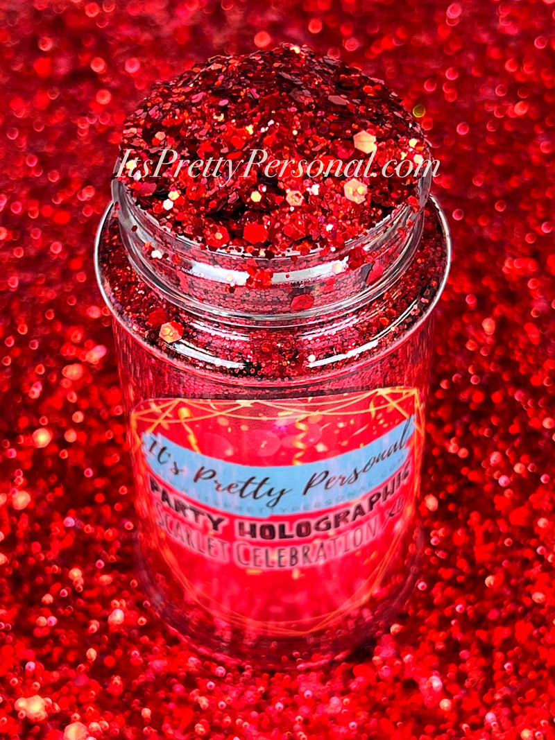 "Scarlet Celebration XL" -PARTY HOLOGRAPHIC- Red Holographic Glitter
