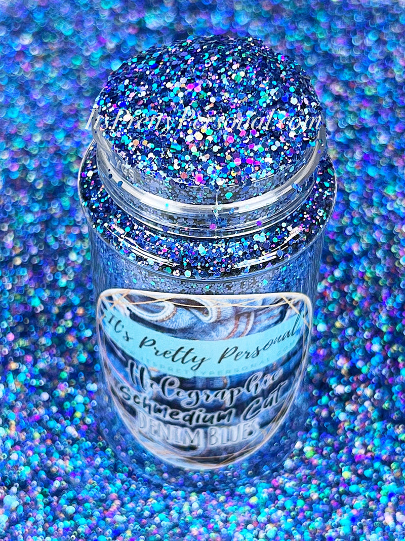SCHMedium Cut- "Denim Blues" - Blue Holographic Glitter