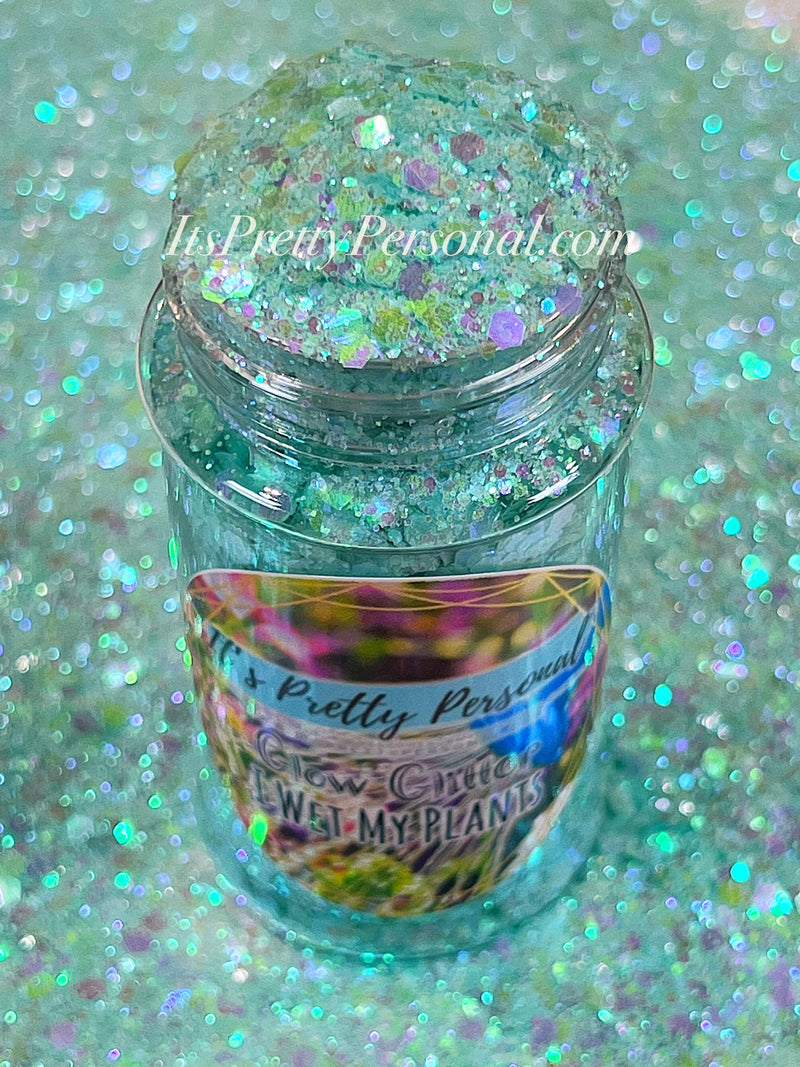 “I Wet My Plants”- Blue Opal GLOW Glitter