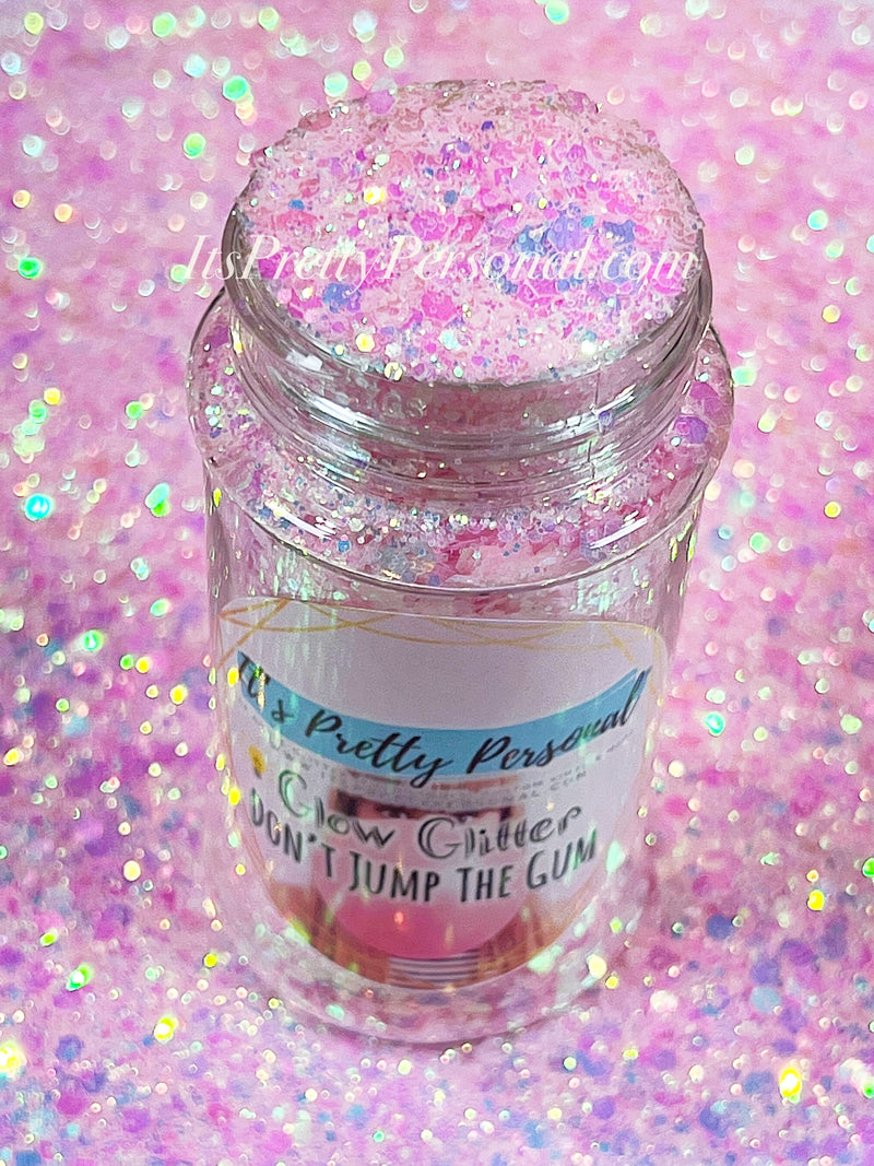 “Don’t Jump The Gum”- Pink Opal GLOW Glitter