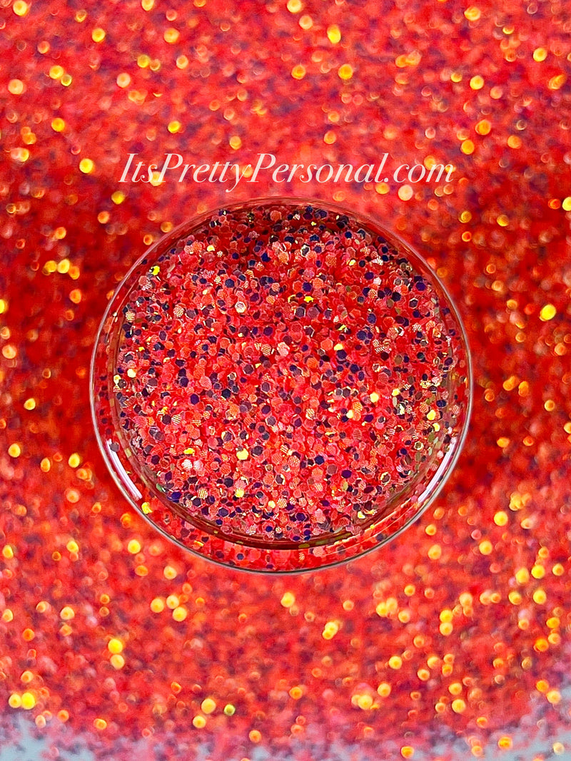 "Conga-Line Coral Chunky” (Medium Cut)- Luminous Reflective Glitter Collection