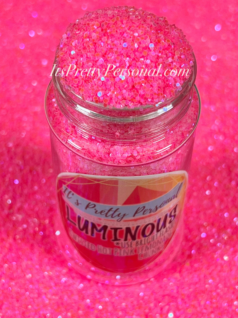 “Twisted Hot Pink Lemonade Chunky” (Medium Cut)- Luminous Reflective Glitter Collection